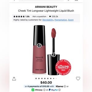 Armani Beauty cheek tint longwear lightweight liquid blush, color 65 brand new!